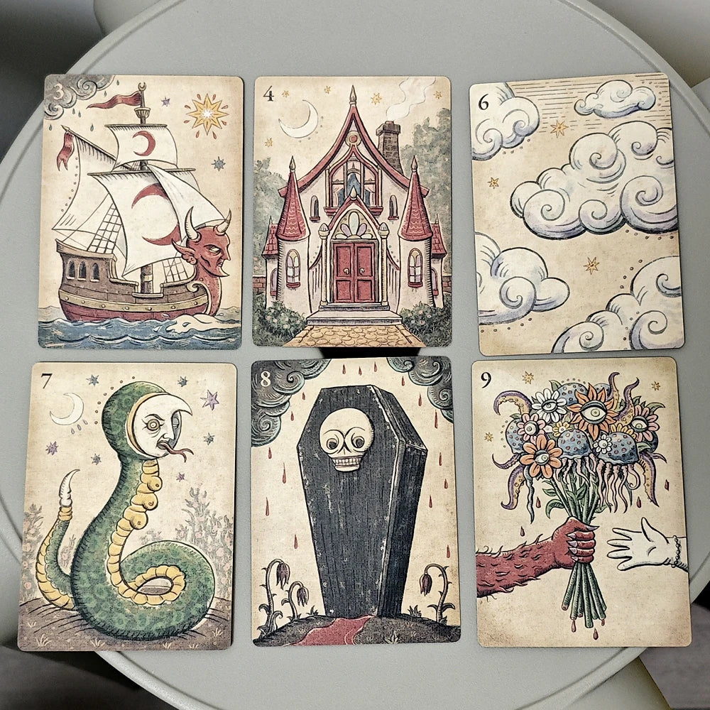 36 Pcs Lenormand Oracle Cards Deviant Moon Lenormand Della Luna Classic Deck Printed on 350GSM Double Embossed Cardstock 9*6cm