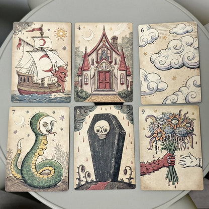 36 Pcs Lenormand Oracle Cards Deviant Moon Lenormand Della Luna Classic Deck Printed on 350GSM Double Embossed Cardstock 9*6cm