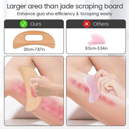 Wooden Cellulite Massager - Full Body Gua Sha Tool for Muscle Scraping & Back Massage, Natural Wood Care