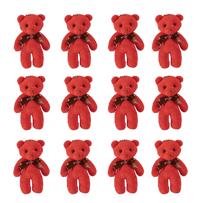 6/12pcs Mini Bear Plush Keychain Colorful Bear Stuffed Toy School Bag Pendant Teddy Doll Graduation Party Supplies Wedding Gift