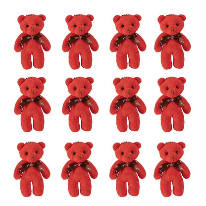 6/12pcs Mini Bear Plush Keychain Colorful Bear Stuffed Toy School Bag Pendant Teddy Doll Graduation Party Supplies Wedding Gift