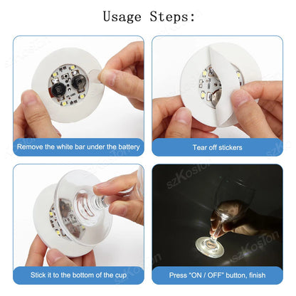 1-200PCS LED Bottles Coaster Lamps Luminous Cup Stickers Lights for Bar KTV Wedding Party Cocktail Drink Cups Vase Decoration