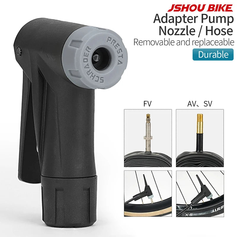Bicycle Pump Nozzle Head Adapter for Bike Floor Pump AV FV Hose MTB Road Bike Pump Replacement Smart Valve Head Pump Parts