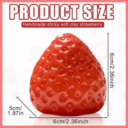 Taba Squishies Strawberry Fruit Squeeze Toys Kawaii Sticky Stress Fidget Toy Gift Perfect Desk Accessory for Kids Adults