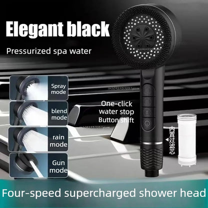 Filtered Supercharged Shower Head Four-speed Adjustment With Water Seal Multi-functional Home Shower Bathroom Accessories