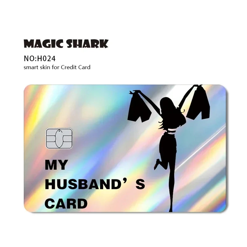 Magic Shark Skull Panda Hunter Broke Blue Eyes Dragon Laser Holographic Sticker Cover Film Skin for Credit Bank Debit Card