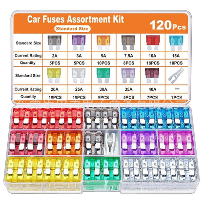 300/180/120pcs Car Blade Fuse Assortment Kit Auto Truck Automotive Medium Small Fuse Mixed Motorcycle Circuit Fuse With Box