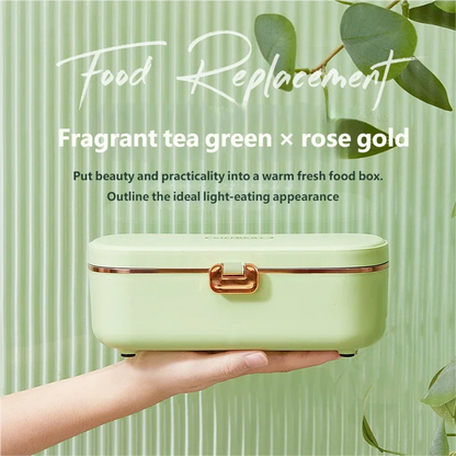 HOMEFISH Stainless Steel Electric Lunch Box Food Warmer Bento Box Water-Free Heating Office Lunch Container with Built-In Heater