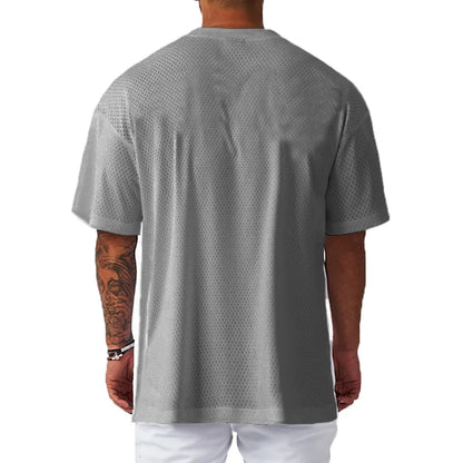 Oversized Loose Short Sleeve Quick Dry Shirt Gym Bodybuilding Breathable Cool Mesh Clothing Mens Fitness Workout Muscle T-shirts