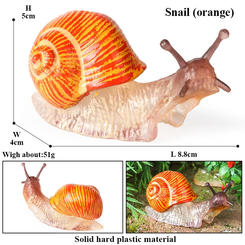 Oenux Wild Insect Animals Snails Growth Cycle Model Garden Decoration Figurines PVC Miniature Cute Education Kids Toys