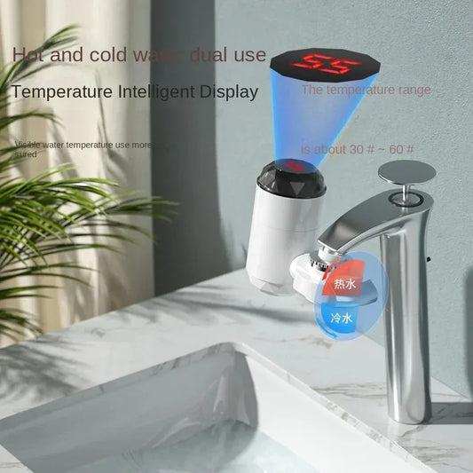 3000W Instant Hot Water Heater Faucet Tankless with Temperature Display and Hot Cold Tap for Kitchen Sink