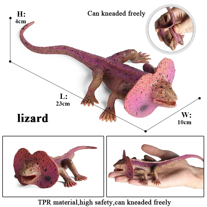 Oenux Insect Animal Wild Reptile Model Soft TPR Mantis Lizard Chameleon Housefly Gekko Action Figures Halloween Trick Kid Toy