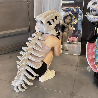 Realistic Dinosaur Skeleton Costume Set Funny Headgear Cosply Dress up Clothing Plush Toys Creative Gifts