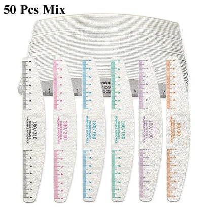 50pcs Nail File Wooden Sanding Buffer Block Pedicure Manicure UV Gel Nail Polish Pro Nail Files Artificial Nail Tips Tools