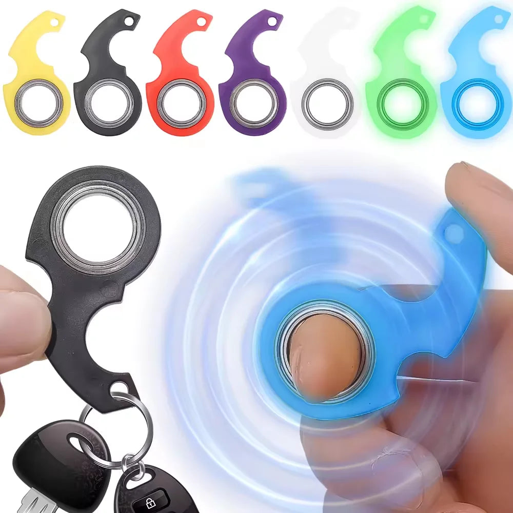 Rotate Fidget Spinner Keychain Metal Idget Toy Kid Stress Relief Spinner Keyring Fidget Ring Relieve Anxiety Boredom Party Gift