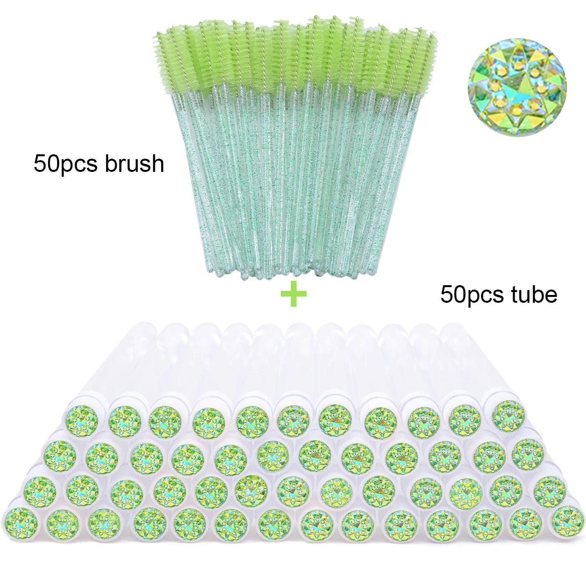 50Pcs Eyelash Brush Tubes With Crystal Lash Mascara Wands Eyebrow Comb Spoolies Container Lash Brush Applicators  Makeup Tools