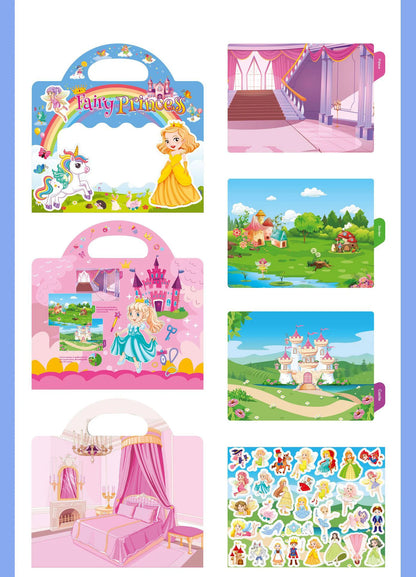New Children Reusable Scene Cute Stickers DIY Puzzle Sticker Games Books Cartoon Animal Learning Cognition Toys For Kids Gift