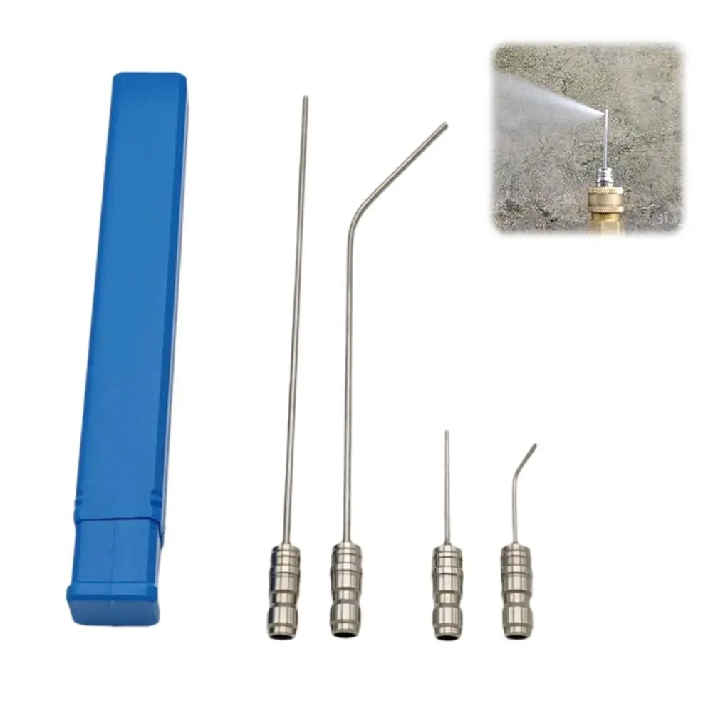 4Pc Cleaning Nozzle Water Gun High Pressure Needle Nozzle Straight/Side Jet For AC & Car Washer Tanks Gap Deep-Cleaning