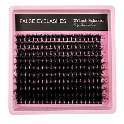 50D-160D 8D Luxury Fluffy DIY Cluster Lashes - 8-16mm Mixed Length Eyelash Extension 0.07mm Russian D Curl Thick And Reusable