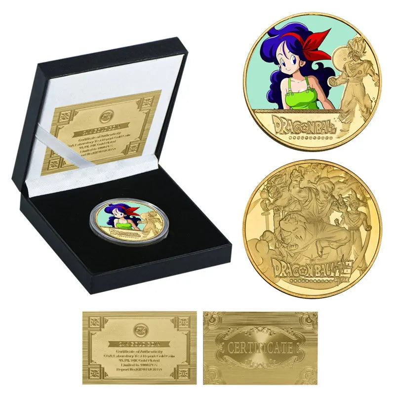 Dragon Ball Gold Plated Gold Coin Son Goku Vegeta Commemorative Coins Children Classic Anime Peripherals Collection Toy Souvenir