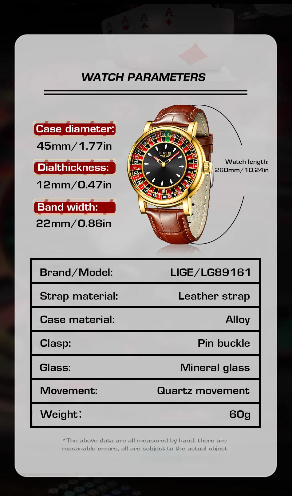LIGE Fashion Men Watch Rotating Dial Las Vegas Roulette Desktop Theme Watch Men Waterproof Luminous Clock Watches Creative Clock