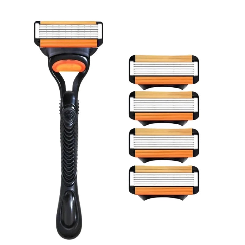 6-layer Manual Razor Set, 1 Handle With4/8/12/16/24 Refills Stainless Steel Manual Shave Razors For Daily Face Care