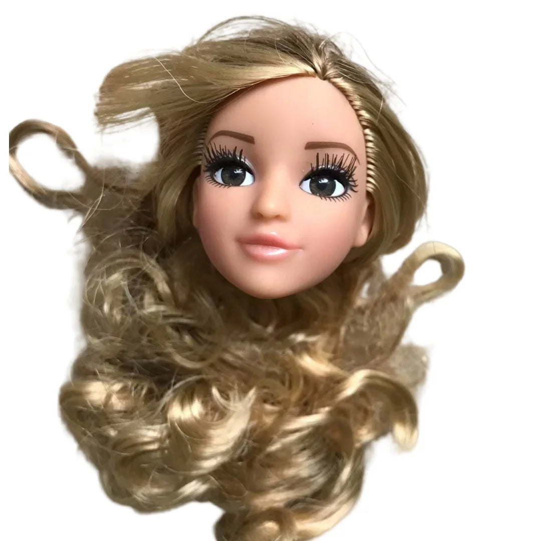 Glasses Eyes With Real Eyelashes Doll Heads Colorful Soft Doll Parts White Skin Doll Accessories Girl Gift Toys Figures