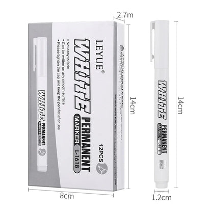 New 1/2/3PCS Waterproof Metal Marker Permanent White Paint Pen Washing Art Painting Graffiti Pens Fabric Wood Leather Marker1MM