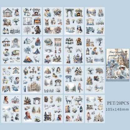 20Sheets PET Stickers Season Series PET Decorative Stickers Diary Scrapbooking Material Decor Album Stationery Stickers
