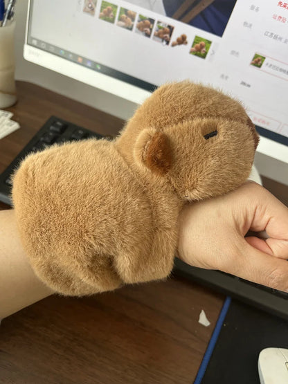 Lovely Capybara Animal Slap Snap Wrap Wristband Bracelet Plush Stuffed Animal Kawaii Capybara Hand Ring Wristband Kid Funny Toys