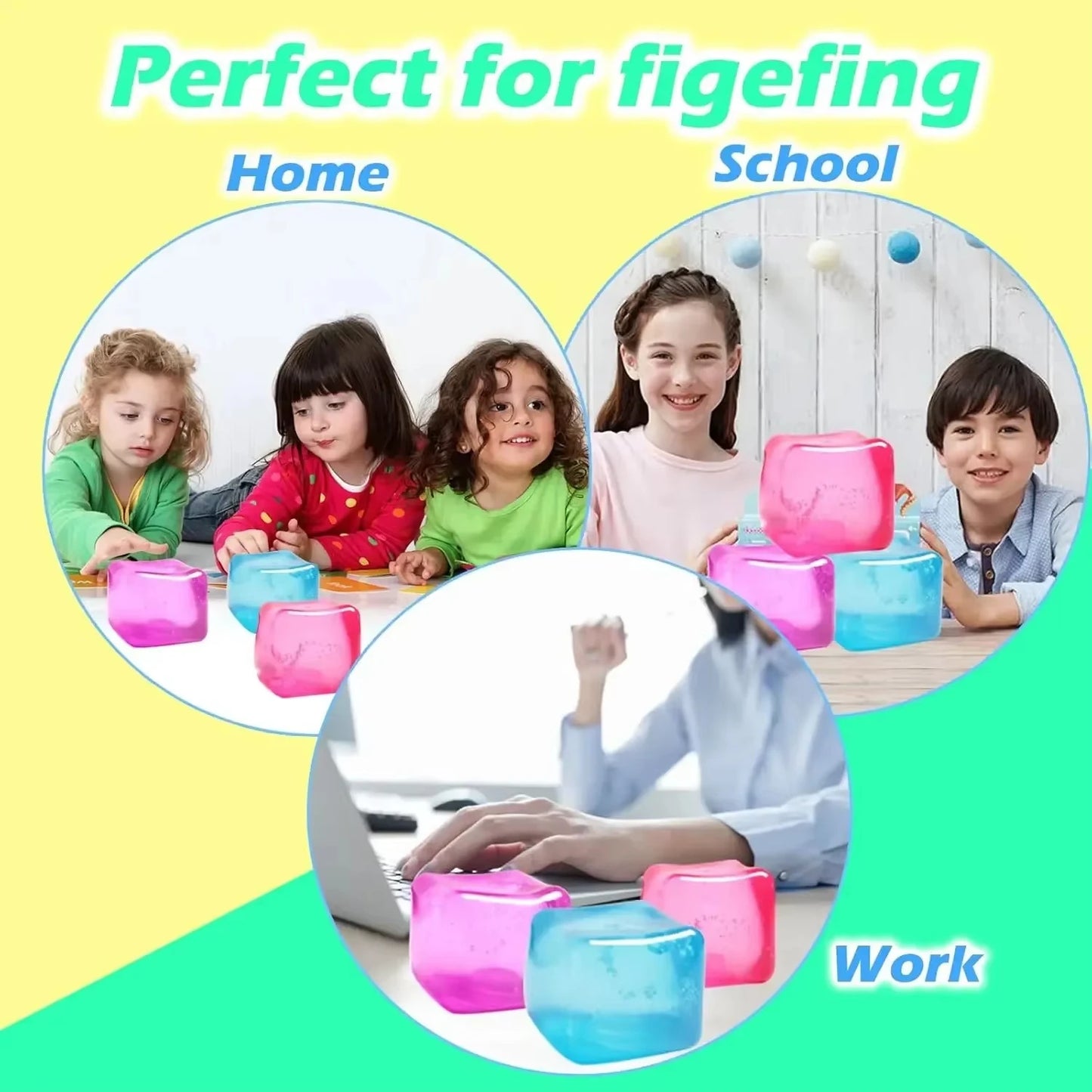 High Density Gel Ice Cube Toy Square Decompression Vent Squishy Stress Ball Squeeze Toys Stress Relief Sensory Toy Squeeze Toys