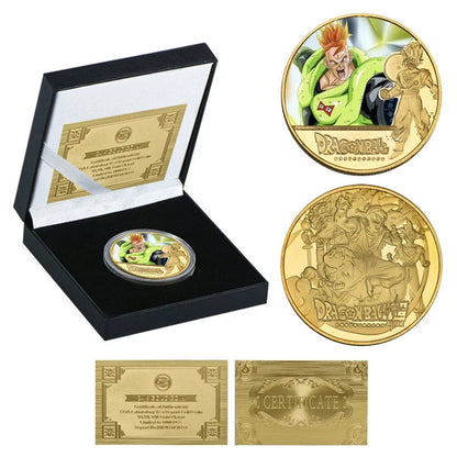 Dragon Ball Gold Plated Gold Coin Son Goku Vegeta Commemorative Coins Children Classic Anime Peripherals Collection Toy Souvenir