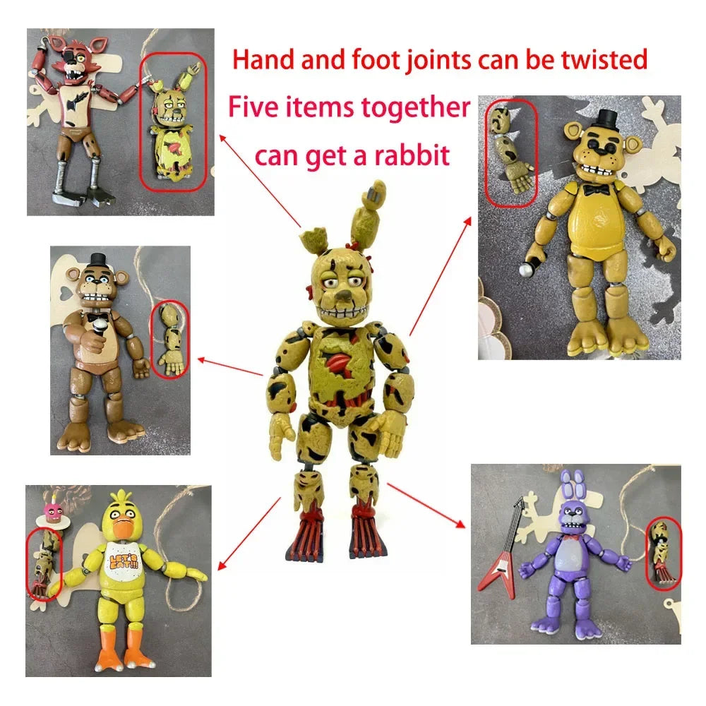 14CM FNAF Figures Nightmare Freddy Bonnie Foxy Chica Action Figure Movable Blacklight Freddy Frostbe PVC Model Collection Toys