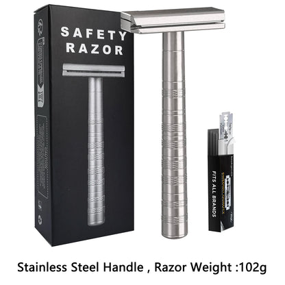 Double Edge Safety Razor with 5 Spare Blades 30° Angled Precision Reusable Single Blade Razors for Men and Women