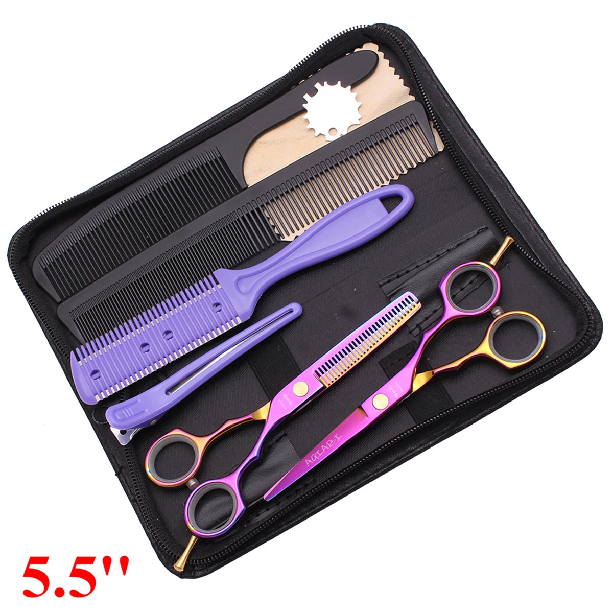 5.5'' Professional Hairdressing Hair Scissors 440C Cutting Shears Thinning Razor Comb Set Salon Barber Home Dropshipping A1104