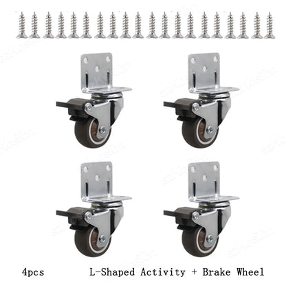 4pcs/lot Universal Fixed Swivel Casters for Table Chair Sofa With/Without Brake Heavy Duty Furniture Castor Silent Trolley Wheel