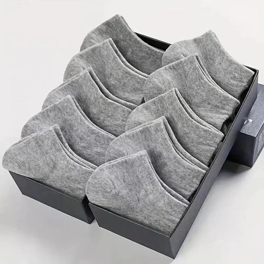 10/12/20/40 Pairs Men Boat Socks Business Sport Sweat Absorption Mature Summer Autumn Solid Color Soft Non Pilling Ankle Socks