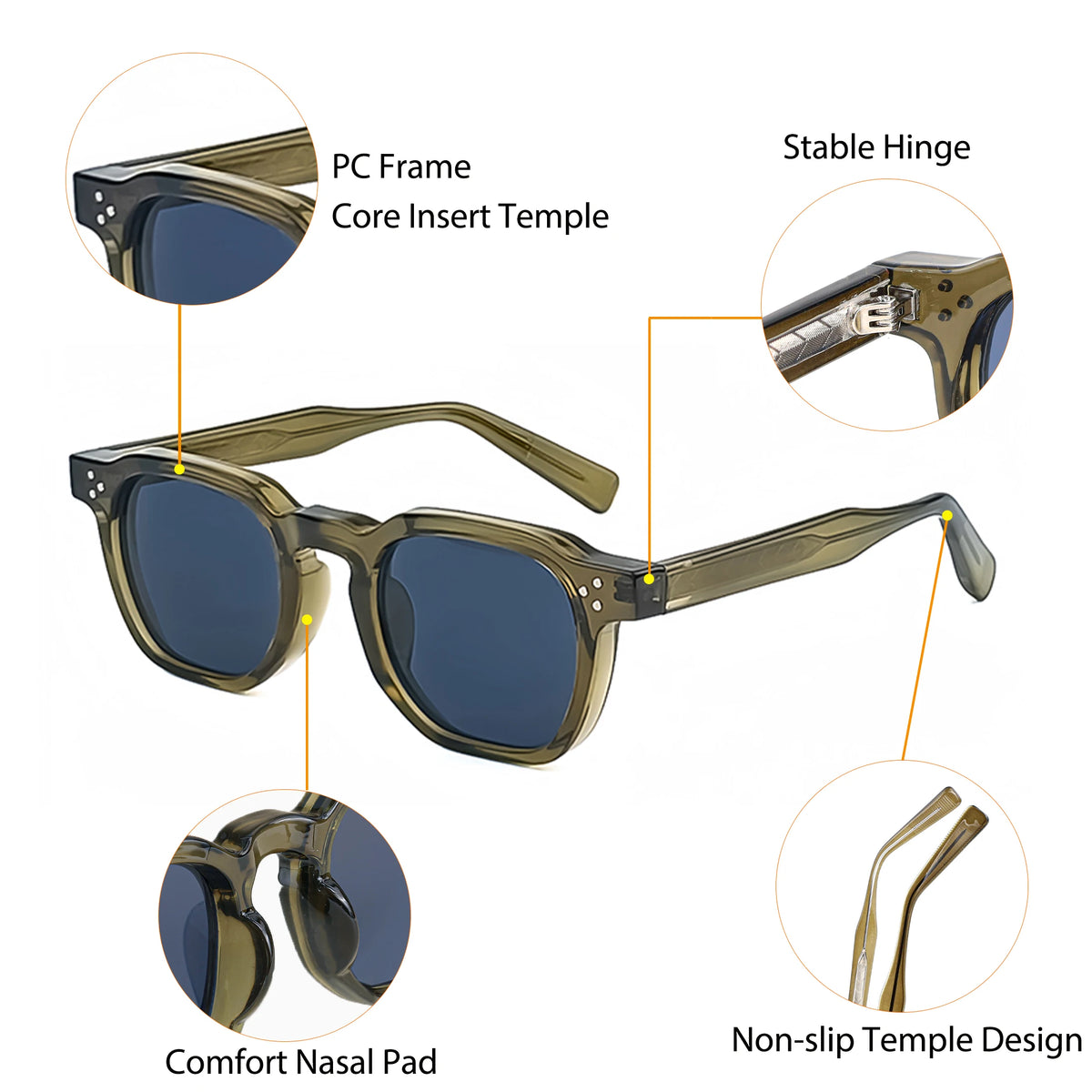 CATERSIDE Fashion Men Sunglasses Small Frame Square Personalized Design Sun Glasses Women Travel Party Business Festival Gift