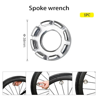 Bikersay Bike Wheel Rim Wrench Mini Adjuster Spanner 8 Way Groove Bicycle Spoke Tension Wrench Bike Demolition Axis Repair Tools