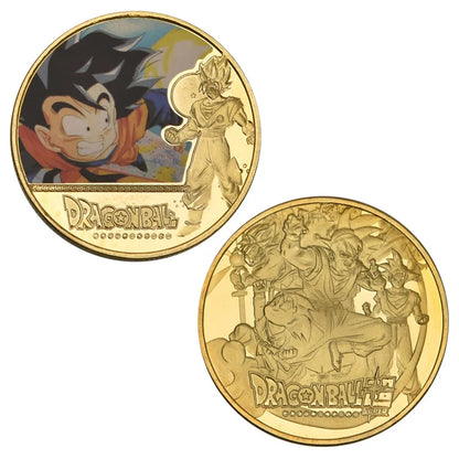 Dragon Ball Gold Plated Gold Coin Son Goku Vegeta Commemorative Coins Children Classic Anime Peripherals Collection Toy Souvenir