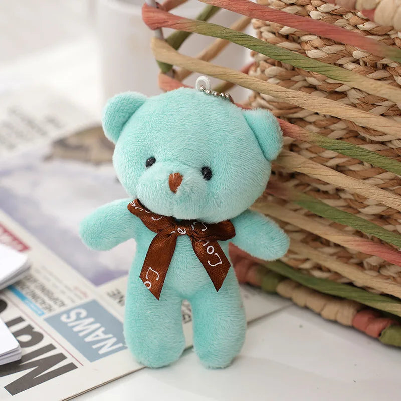 30pcs New 21Color Mini Bear Plush Doll Keychain 12cm Cute Colorful Bear Animal Stuffed Toys For Girl Bag Pendant Children Gifts