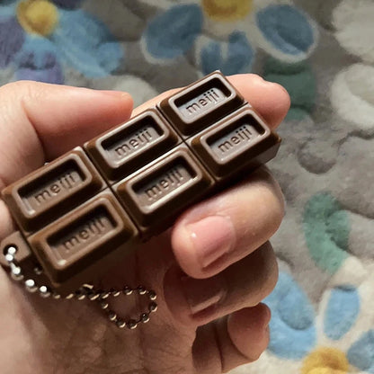 Hot Simulated Meiji Chocolate Fidget Toy Bendy Snap-And-Play Stress Relief JP Style Keychain Pendant Funny Gift Creative Gadgets