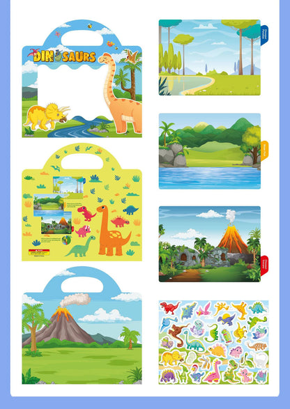 New Children Reusable Scene Cute Stickers DIY Puzzle Sticker Games Books Cartoon Animal Learning Cognition Toys For Kids Gift