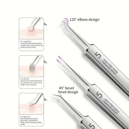 1/3pcs Extra Fine No. 5 Cellular Acne Blackhead Tweezers,Facial Beauty Remove Acne Needle Tools for Skin Care,Blackhead clip