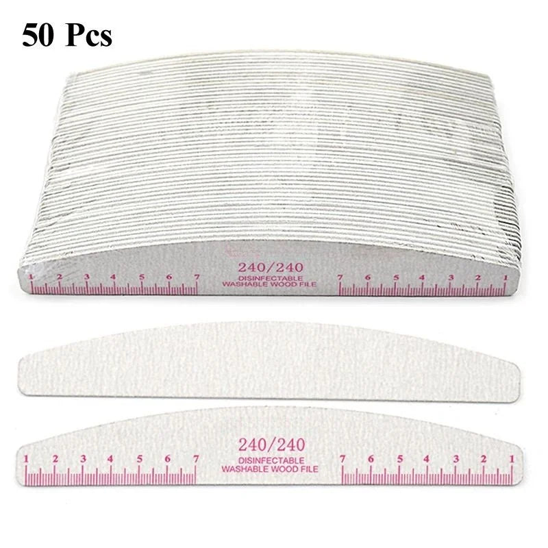 50pcs Nail File Wooden Sanding Buffer Block Pedicure Manicure UV Gel Nail Polish Pro Nail Files Artificial Nail Tips Tools