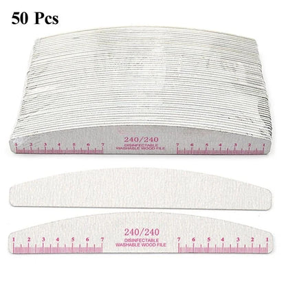 50pcs Nail File Wooden Sanding Buffer Block Pedicure Manicure UV Gel Nail Polish Pro Nail Files Artificial Nail Tips Tools