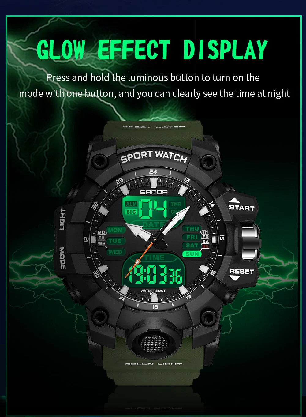 SANDA Outdoor Sports Military Mens Watch LED Digital Electron Quartz Male Wristwatch Dual Display Clock Men Relogio Masculino