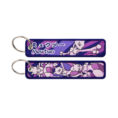 Japanese Anime Elf Monsters Keychain for Cars Backpack Key Holders Embroidery Keyrings Key Tag Jet Tag Accessories Gifts 1pcs