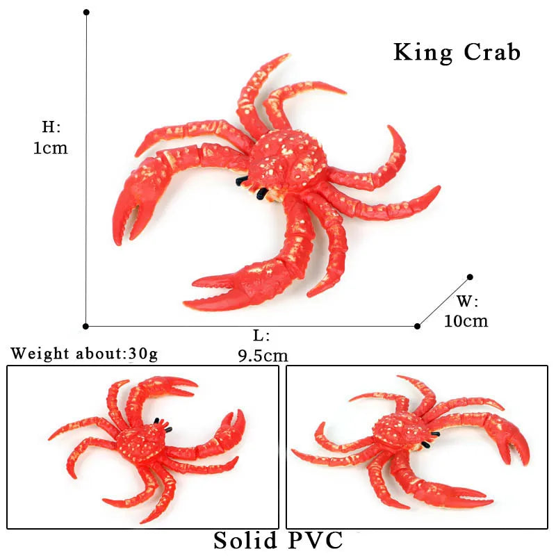 Oenux Simulation Ocean Sea Life Animals Model Lovely Crab Action Figures Toy Cake Toppers Collection Jouet Kids Education Gift