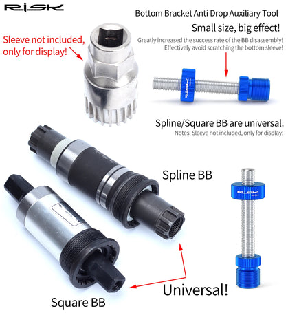 RISK RL215PRO Bike Bicycle Square & Spline Axis BB Bottom Bracket Anti Drop Auxiliary Removal Disassembly Repair Tool Fixing Rod